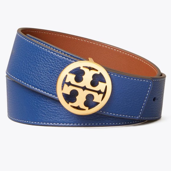 Tory Burch, Accessories, Tory Burch Reversible Logo Buckle Belt Blue  Brown